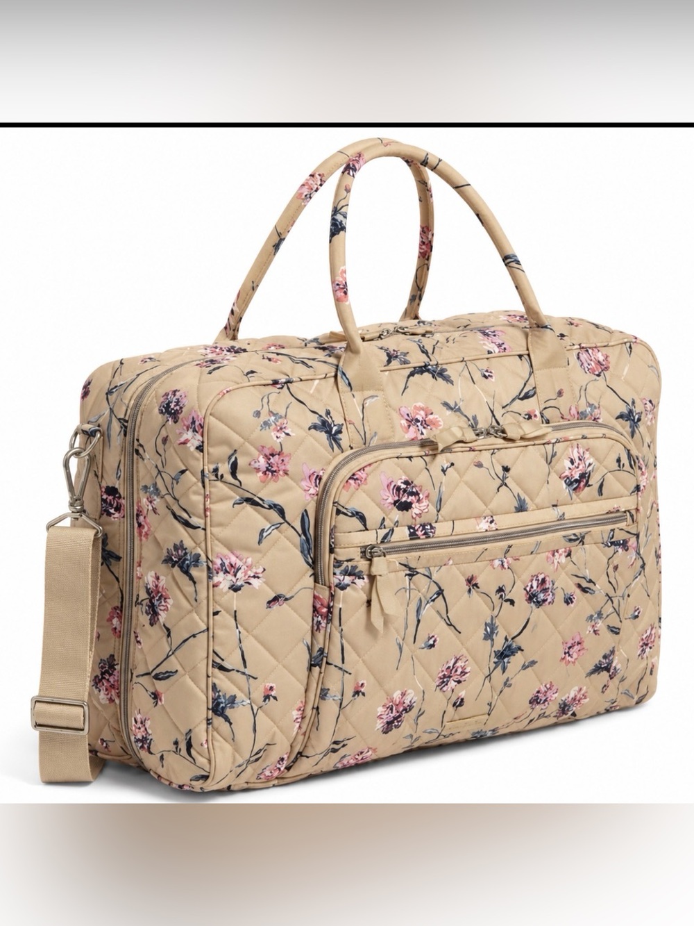 $104 Vera Bradley Women's Performance Twill Weekender Travel Bag Beige Pink Blue